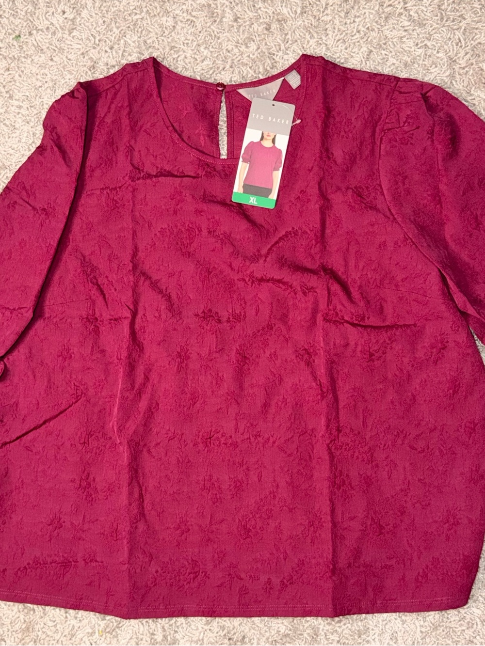 Ted Baker Short Sleeve Textured Blouse - Berry Pink